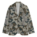 Grey And Brown Camouflage Print Men's Blazer