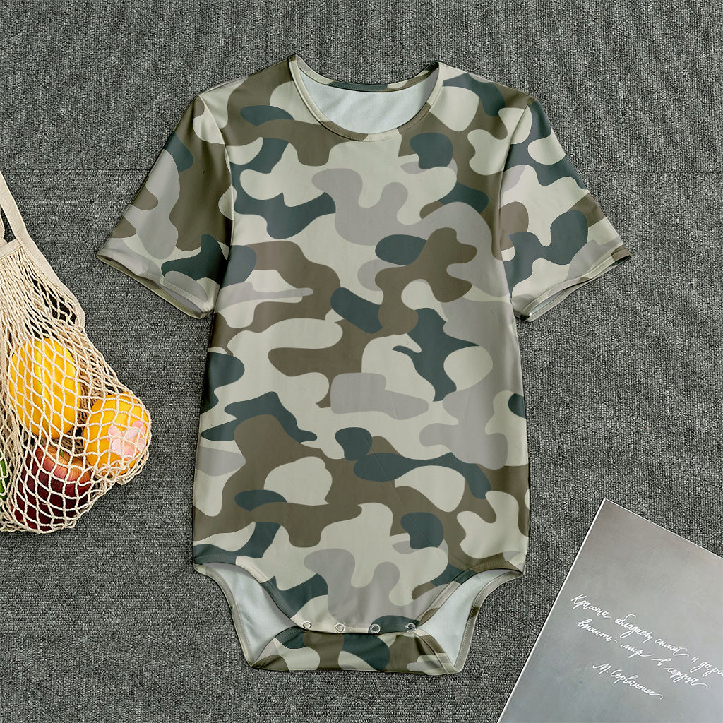 Grey And Brown Camouflage Print Men's Bodysuit
