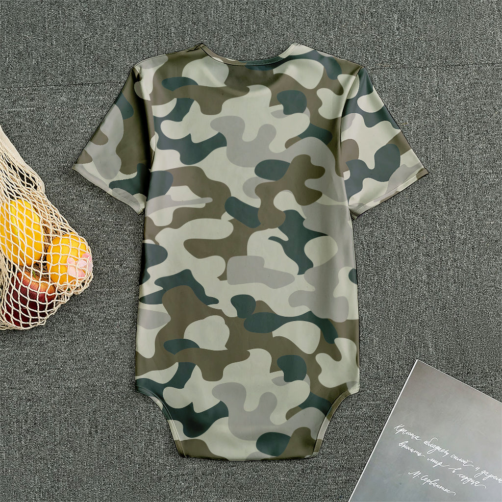 Grey And Brown Camouflage Print Men's Bodysuit