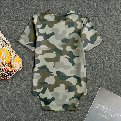 Grey And Brown Camouflage Print Men's Bodysuit