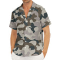 Grey And Brown Camouflage Print Men's Deep V-Neck Shirt