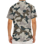 Grey And Brown Camouflage Print Men's Deep V-Neck Shirt