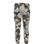 Grey And Brown Camouflage Print Men's leggings
