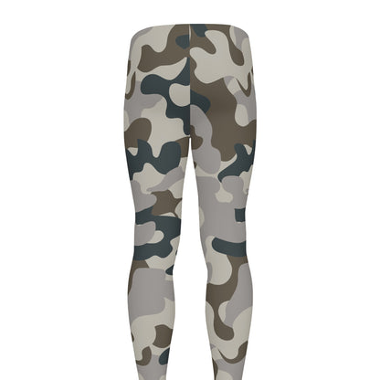 Grey And Brown Camouflage Print Men's leggings