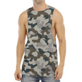 Grey And Brown Camouflage Print Men's Muscle Tank Top