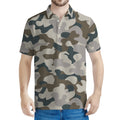 Grey And Brown Camouflage Print Men's Polo Shirt