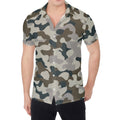 Grey And Brown Camouflage Print Men's Shirt