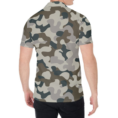 Grey And Brown Camouflage Print Men's Shirt