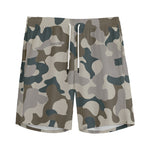 Grey And Brown Camouflage Print Men's Sports Shorts
