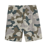 Grey And Brown Camouflage Print Men's Sports Shorts