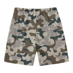 Grey And Brown Camouflage Print Men's Swim Trunks