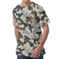Grey And Brown Camouflage Print Men's Velvet T-Shirt