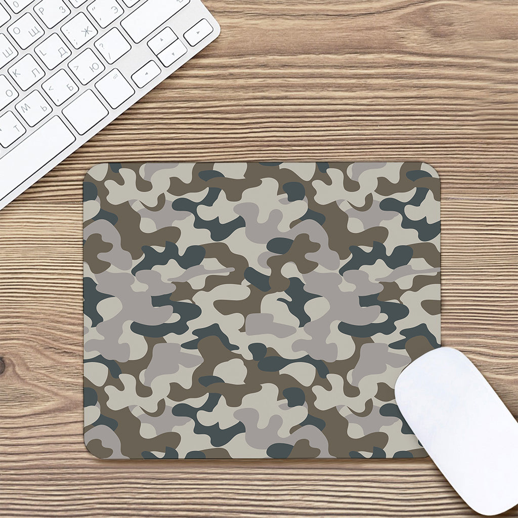 Grey And Brown Camouflage Print Mouse Pad
