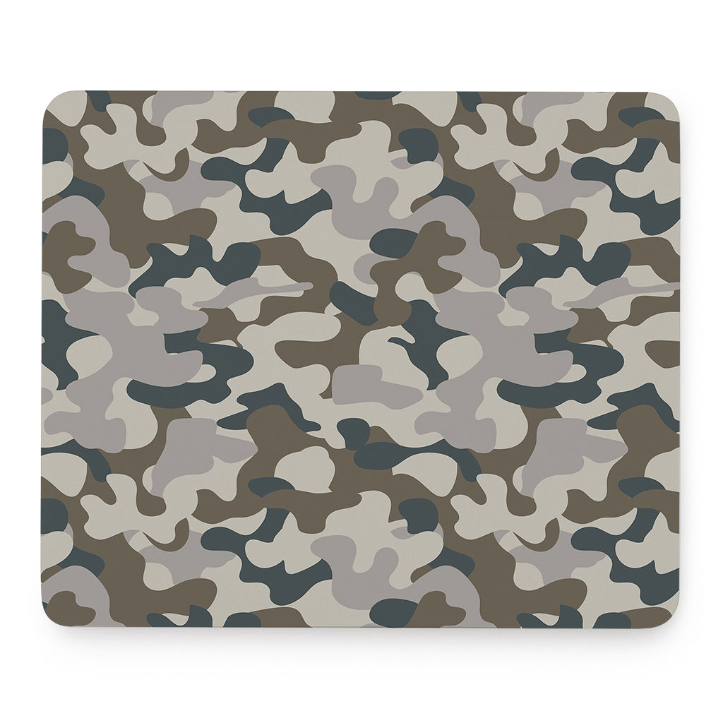 Grey And Brown Camouflage Print Mouse Pad