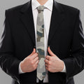 Grey And Brown Camouflage Print Necktie
