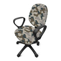 Grey And Brown Camouflage Print Office Chair Cover
