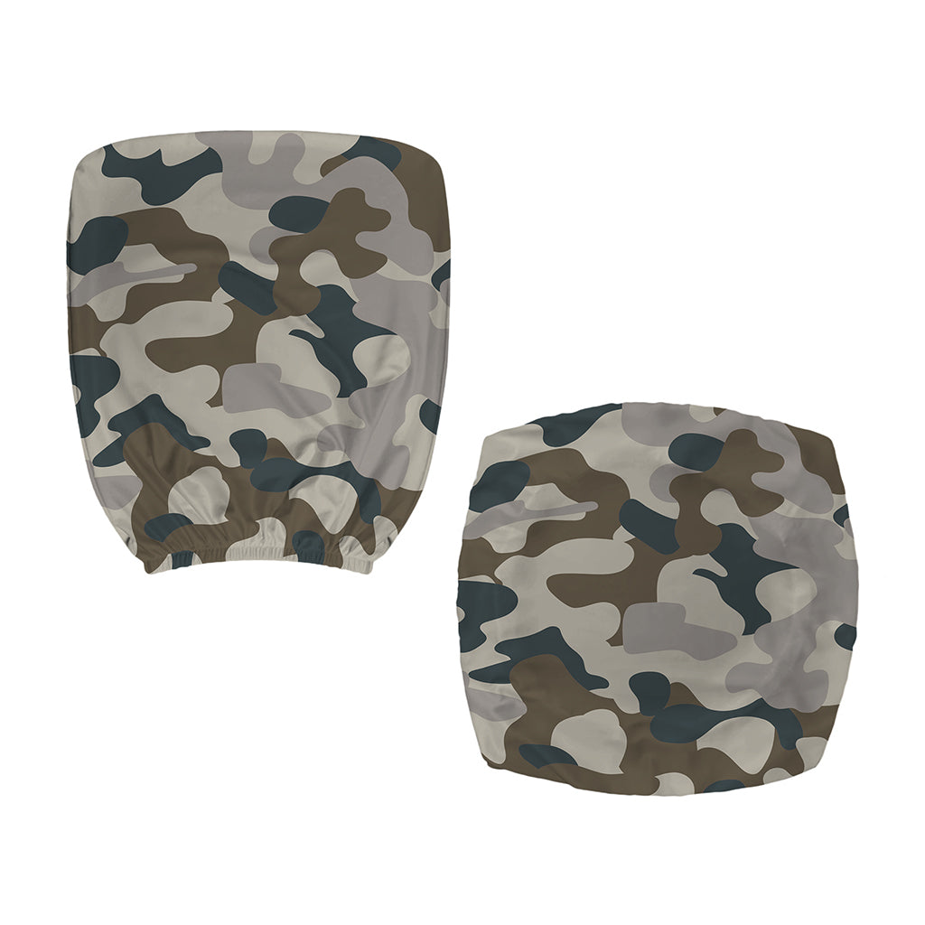 Grey And Brown Camouflage Print Office Chair Cover