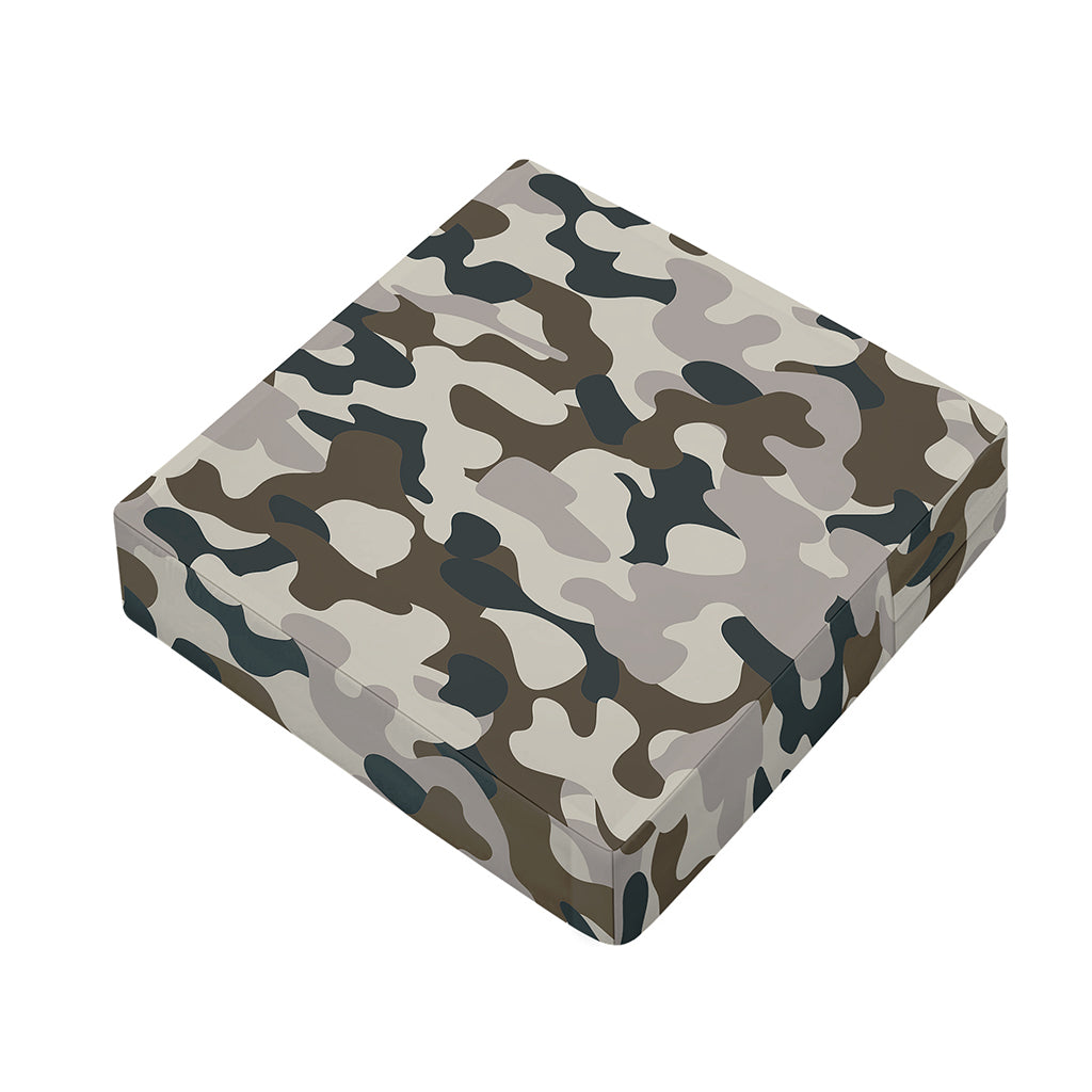 Grey And Brown Camouflage Print Outdoor Seat Cushion Cover
