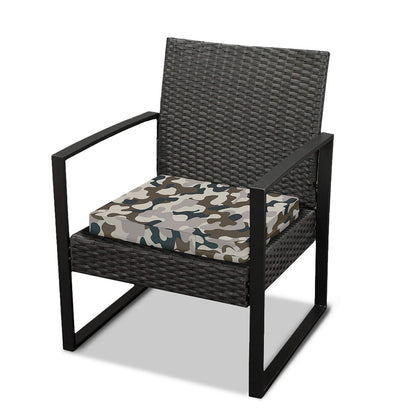 Grey And Brown Camouflage Print Outdoor Seat Cushion Cover