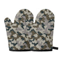 Grey And Brown Camouflage Print Oven Mitts