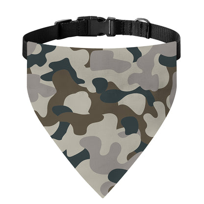Grey And Brown Camouflage Print Over The Collar Dog Bandana