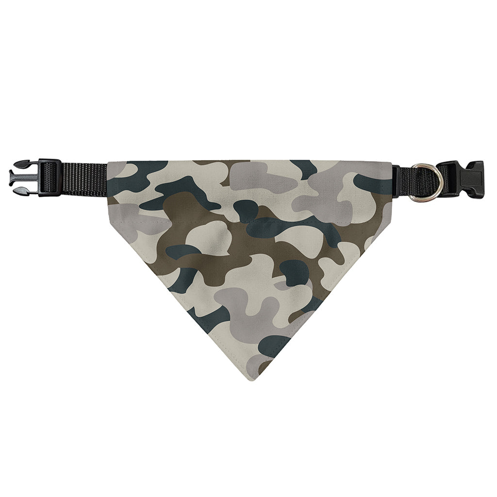 Grey And Brown Camouflage Print Over The Collar Dog Bandana