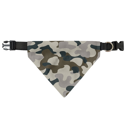 Grey And Brown Camouflage Print Over The Collar Dog Bandana