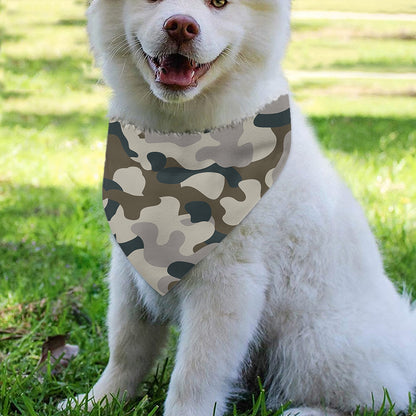 Grey And Brown Camouflage Print Over The Collar Dog Bandana