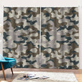Grey And Brown Camouflage Print Pencil Pleat Curtains