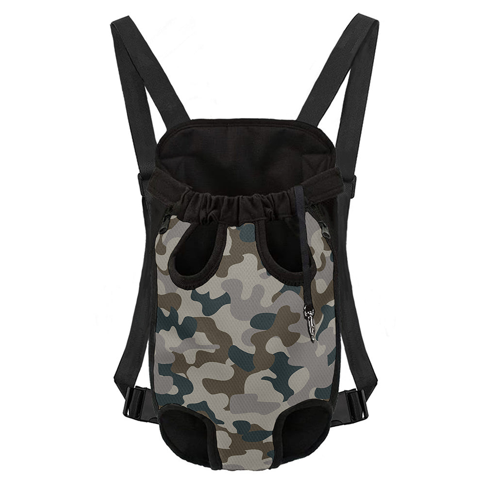 Grey And Brown Camouflage Print Pet Carrier Backpack