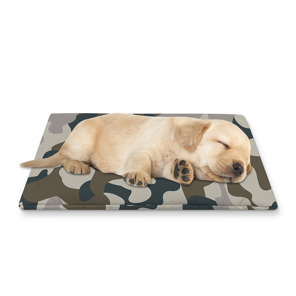 Grey And Brown Camouflage Print Pet Cooling Mat Cover