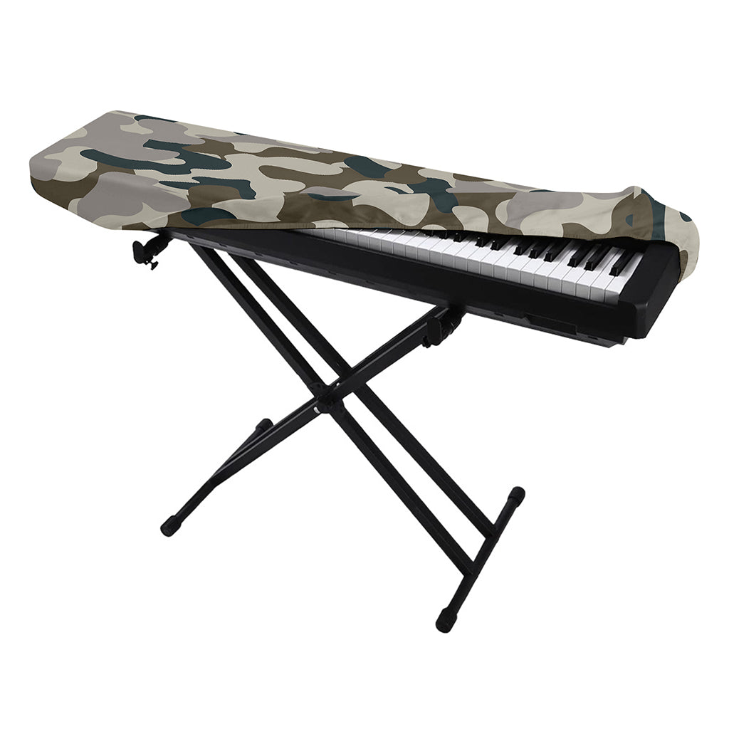 Grey And Brown Camouflage Print Piano Keyboard Cover