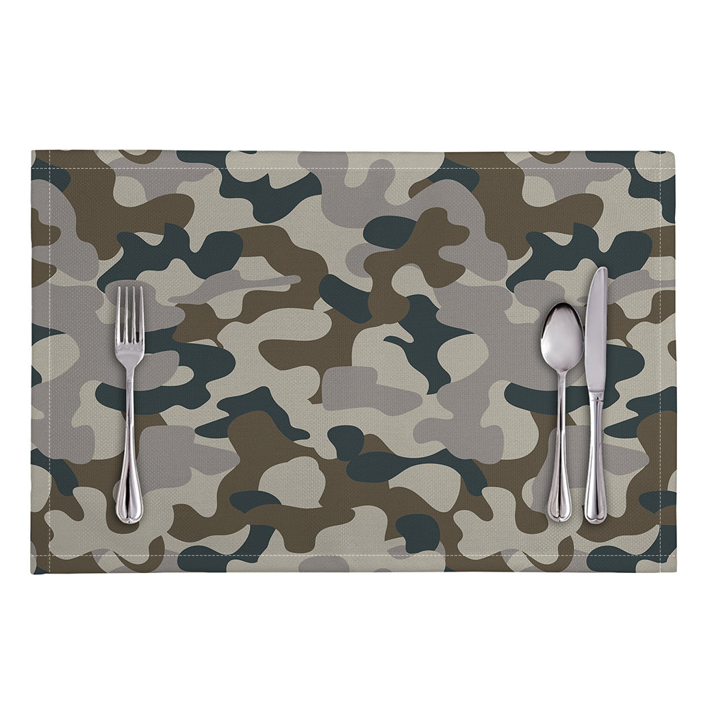 Grey And Brown Camouflage Print Placemat
