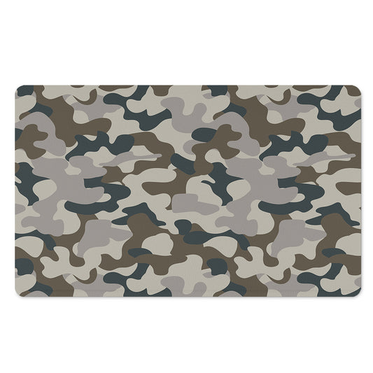 Grey And Brown Camouflage Print Polyester Doormat