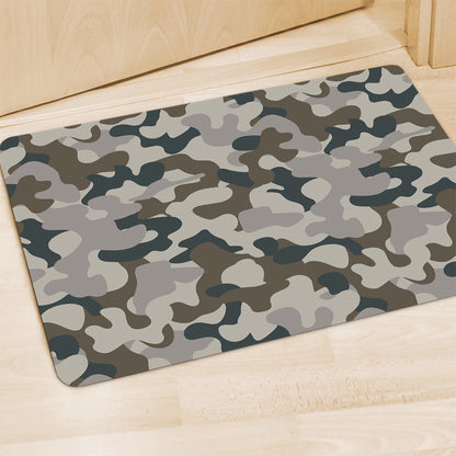 Grey And Brown Camouflage Print Polyester Doormat