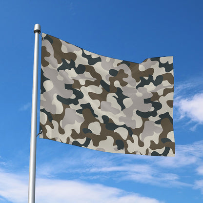 Grey And Brown Camouflage Print Polyester Flag