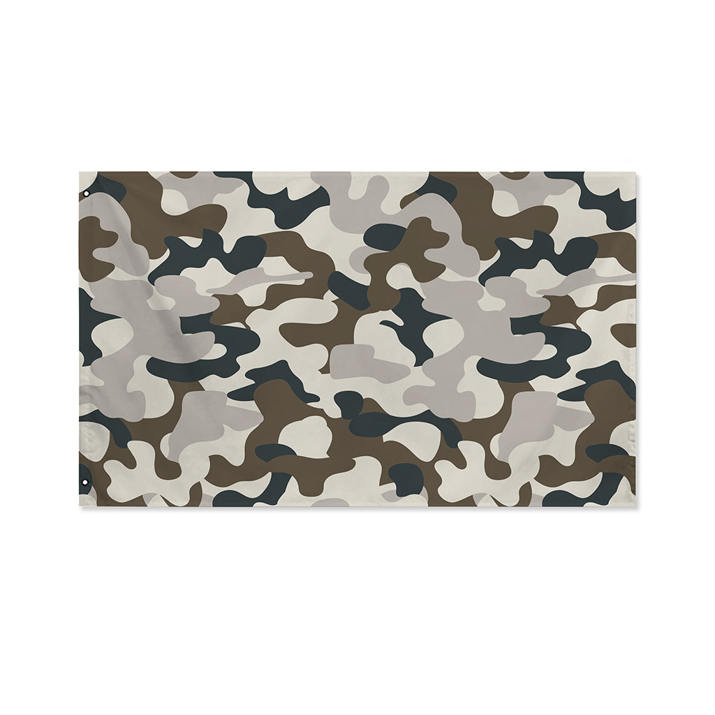 Grey And Brown Camouflage Print Polyester Flag