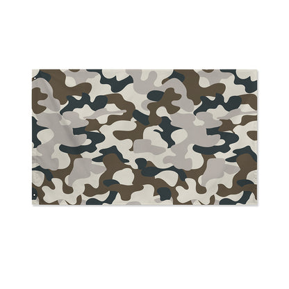 Grey And Brown Camouflage Print Polyester Flag