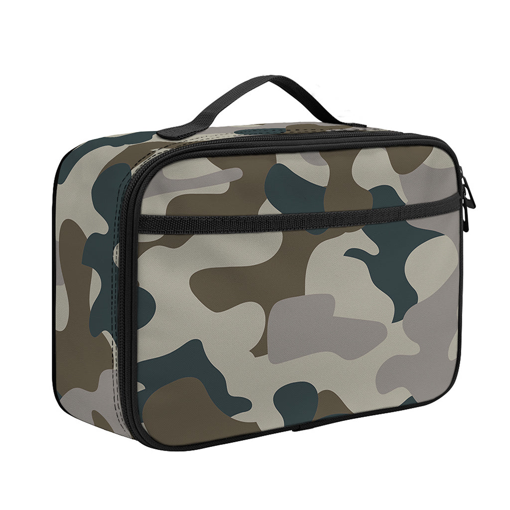 Grey And Brown Camouflage Print Portable Lunch Bag