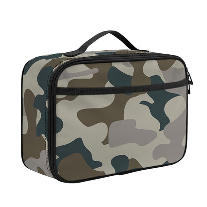 Grey And Brown Camouflage Print Portable Lunch Bag