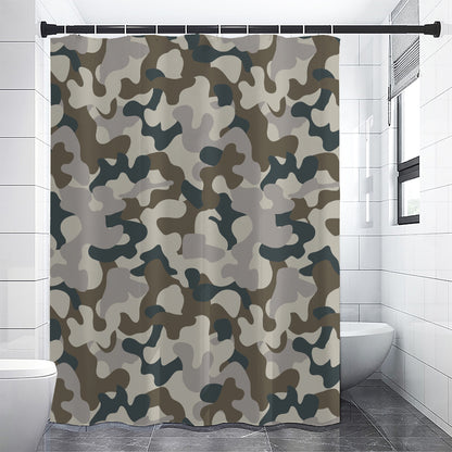 Grey And Brown Camouflage Print Premium Shower Curtain
