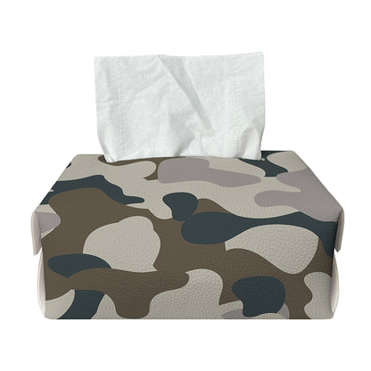 Grey And Brown Camouflage Print Rectangle Tissue Box Cover
