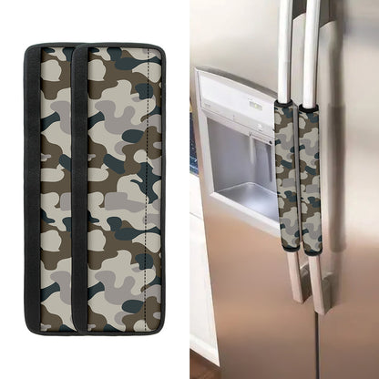 Grey And Brown Camouflage Print Refrigerator Handle Covers