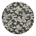 Grey And Brown Camouflage Print Round Blanket