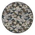 Grey And Brown Camouflage Print Round Floor Mat