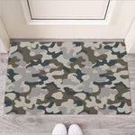 Grey And Brown Camouflage Print Rubber Doormat