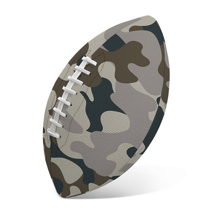 Grey And Brown Camouflage Print Rugby Ball