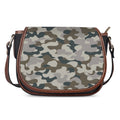 Grey And Brown Camouflage Print Saddle Bag