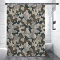 Grey And Brown Camouflage Print Shower Curtain