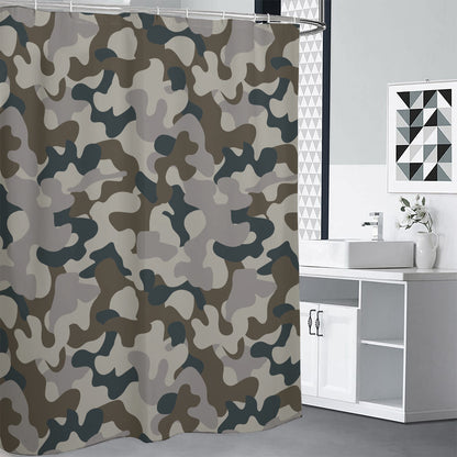 Grey And Brown Camouflage Print Shower Curtain